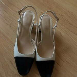 Nine West Black and Cream Slingback Heels